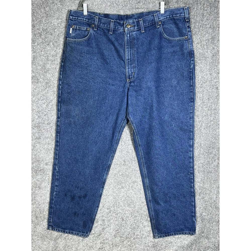 Carhartt Straight Leg 5‎ Pocket Work Jeans Mens 44x34 Blue Denim